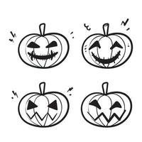handritad doodle halloween pumpa samling illustration vektor