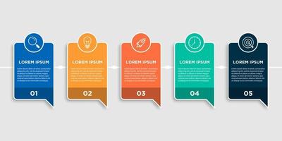 kreatives Konzept für Infografik mit 5 Schritten, Optionen, Teilen oder Prozessen. Visualisierung von Geschäftsdaten vektor