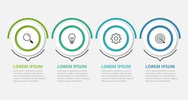 vektor infographic formgivningsmall med marknadsföring ikoner. affärsidé med 4 alternativ eller steg. kan användas för processdiagram, arbetsflödeslayout, infograf, årsredovisning, flödesschema.