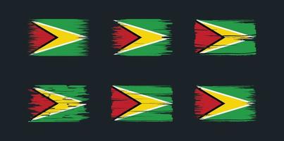 Guyana-Flaggenbürstensammlung. Nationalflagge vektor