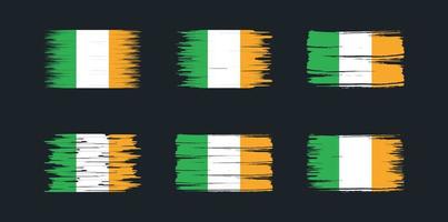 irlands flagga borste samling. National flagga vektor