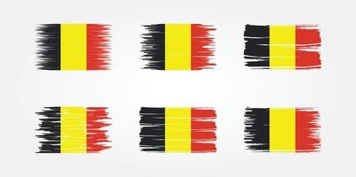 Pinselsammlung mit belgischer Flagge. Nationalflagge vektor