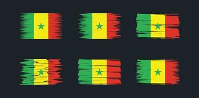 Senegal-Flagge-Pinsel-Sammlung. Nationalflagge vektor