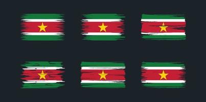 surinam flag pinselsammlung. Nationalflagge vektor