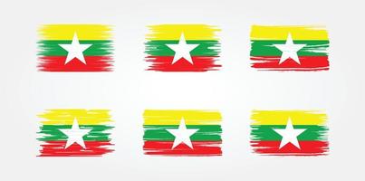 Myanmar flaggsamling. National flagga vektor