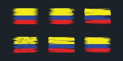 colombia flagga borste samling. National flagga vektor