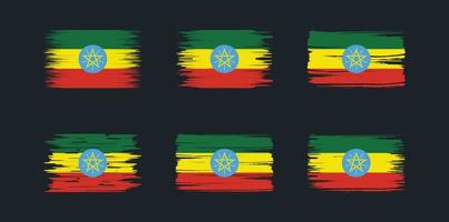 etiopien flaggsamling. National flagga vektor