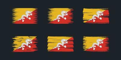 samling av borstar för bhutan flagga. National flagga vektor