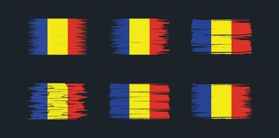 Rumänien flaggborste samling. National flagga vektor