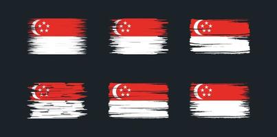 singapore flagga borste samling. National flagga vektor