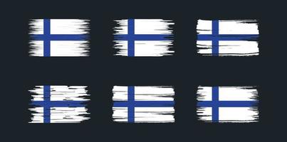 finlands flagga borste samling. National flagga vektor