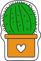 söt platt kaktus krukväxt klistermärke vektor