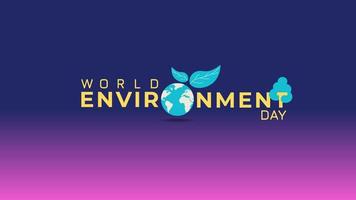 vektorgrafik av världsmiljö hälsningstext. med globe vektor och några löv prydnad. lämplig för att göra gratulationskort på World Environment Day-evenemang