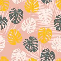 vackra tropiska monstera lämnar sömlös mönsterdesign. tropiska löv natur bakgrund. trendig brasiliansk illustration. vår- och sommardesign för textil, tryck, omslagspapper. vektor