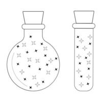 Vektor-Doodle-Illustration der Flasche für Zaubertrank mit Sternen vektor
