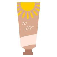 Vektor-Illustration von Sonnenschutzmitteln SPF 10. Verpackung von Creme vektor