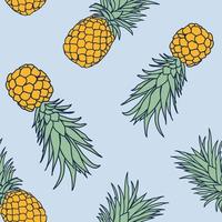 Ananas tropischen Musterdesign Hintergrund. tropisches naturverpackungspapier oder textildesign. schöner Druck mit handgezeichneten exotischen Früchten. vektor