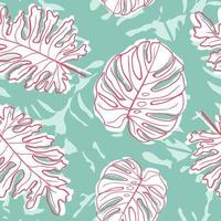 vackra tropiska monstera lämnar sömlös mönsterdesign. tropiska löv natur bakgrund. trendig brasiliansk illustration. vår- och sommardesign för textil, tryck, omslagspapper. vektor