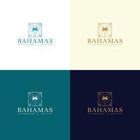 Vektor-Logo-Vorlage mit Palme - abstraktes Sommer- und Urlaubssymbol und Emblem für Ferienwohnungen, Reisedienste, tropische Spas und Schönheitsstudios. Bahamas-Resort- und Spa-Logo-Design vektor