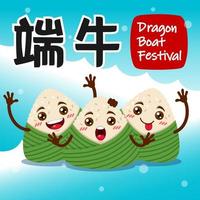 drakbåtsfestival ris dumpling vänner vektor