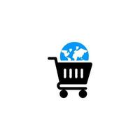 global, einkaufswagen, einkaufen, e-commerce, korbsymbol vektor