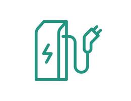 Lineares Symbol für elektrische Ladestation. Symbol zum Aufladen der elektrischen Transportenergie. umweltfreundliches Ladezeichen für Elektrofahrzeuge. vektorbatteriebetriebenes ev transport aufladen eps logo vektor