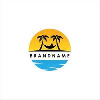 Strandlandschaft Logo-Design-Vektor. vektor