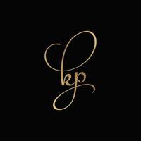 Buchstabe kp Gold-Logo-Design-Vorlage. vektor