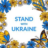 solidaritet med Ukraina affisch. stativ med ukrainsk design. handritad vektorillustration vektor