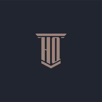 hq initial monogram logotyp med pelare stil design vektor