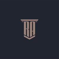 ra initial monogram logotyp med pelare stil design vektor