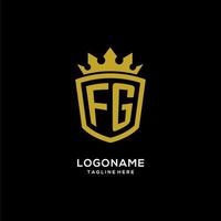initial fg logotyp sköld krona stil, lyxig elegant monogram logotyp design vektor