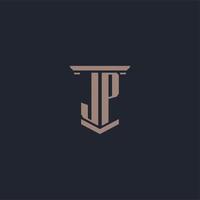 jp Anfangsmonogramm-Logo mit Säulendesign vektor