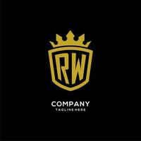 anfänglicher rw-logo-schild-kronenstil, luxuriöses elegantes monogramm-logo-design vektor