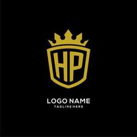 anfänglicher HP-Logo-Schild-Kronenstil, luxuriöses, elegantes Monogramm-Logo-Design vektor
