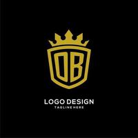 initial ob logotyp sköld krona stil, lyxig elegant monogram logotyp design vektor