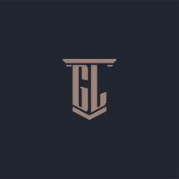 gl initial monogram logotyp med pelare stil design vektor