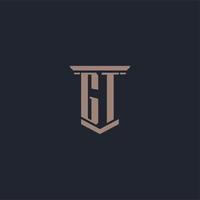 gt initial monogram logotyp med pelare stil design vektor