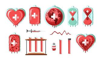samling illustrationer för temat medicinsk och världsblodgivardagen vektor
