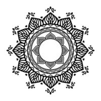 Schwarzes Mandala für Design. Mandala Kreismuster Design für Henna, Mehndi, Tattoo, Dekoration. dekoratives Ornament im orientalischen Ethno-Stil. Malbuch Seite. vektor