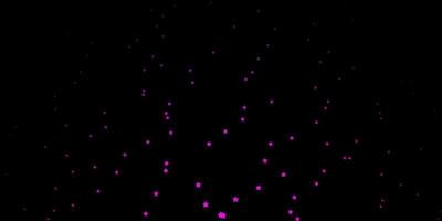 mörk lila vektor bakgrund med små och stora stjärnor.