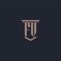 fv initial monogram logotyp med pelare stil design vektor