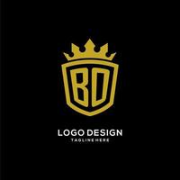 anfänglicher bo-logo-schild-kronenstil, luxuriöses elegantes monogramm-logo-design vektor