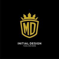 initial md logotyp sköld krona stil, lyxig elegant monogram logotyp design vektor