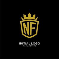 initial nf logotyp sköld krona stil, lyxig elegant monogram logotyp design vektor