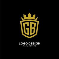 initial gb logotyp sköld krona stil, lyxig elegant monogram logotyp design vektor