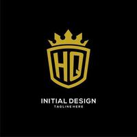 anfänglicher hq-Logo-Schild-Kronenstil, luxuriöses, elegantes Monogramm-Logo-Design vektor