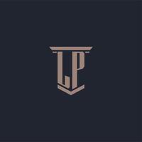 lp initial monogram logotyp med pelare stil design vektor