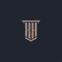 xh Anfangsmonogramm-Logo mit Säulendesign vektor