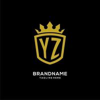 initial yz logotyp sköld krona stil, lyxig elegant monogram logotyp design vektor